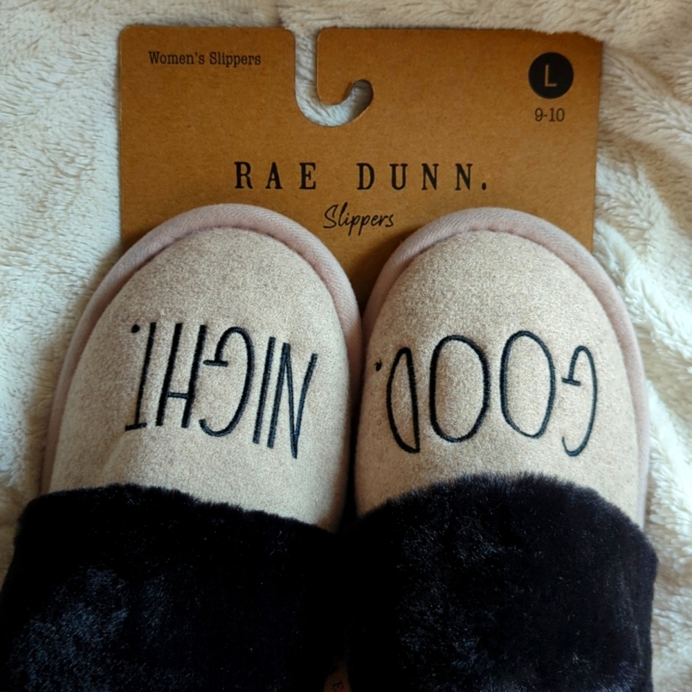 Rae Dunn Good Night slippers large